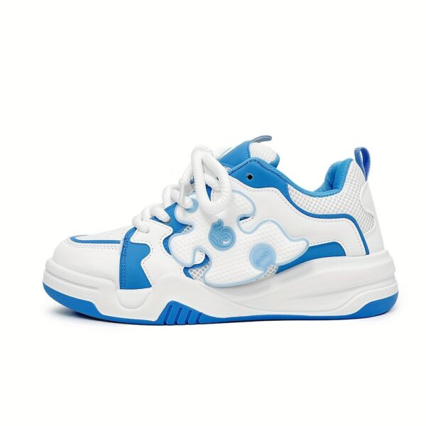 Breathable Mesh Men's Running Shoes - Blue & White - Image 6