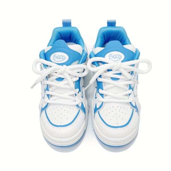 Breathable Mesh Men's Running Shoes - Blue & White - Image 5