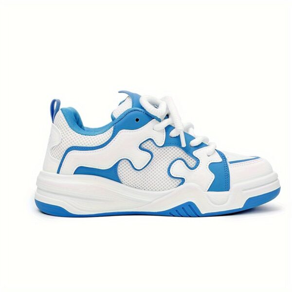 Breathable Mesh Men's Running Shoes - Blue & White - Image 3