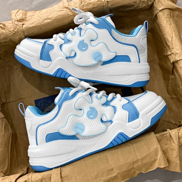 Breathable Mesh Men's Running Shoes - Blue & White - Image 7