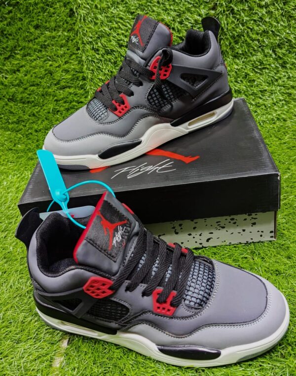 Air Jordan 4 Retro - Grey Red & Black - Image 5