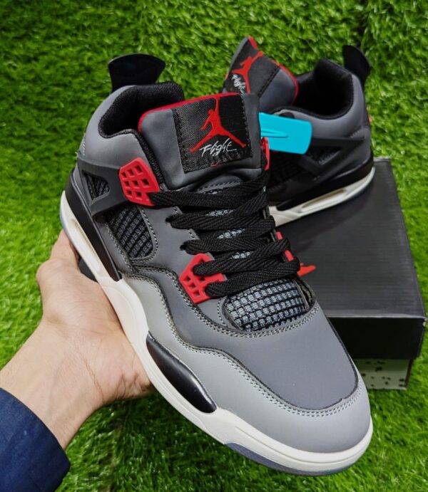 Air Jordan 4 Retro - Grey Red & Black - Image 4