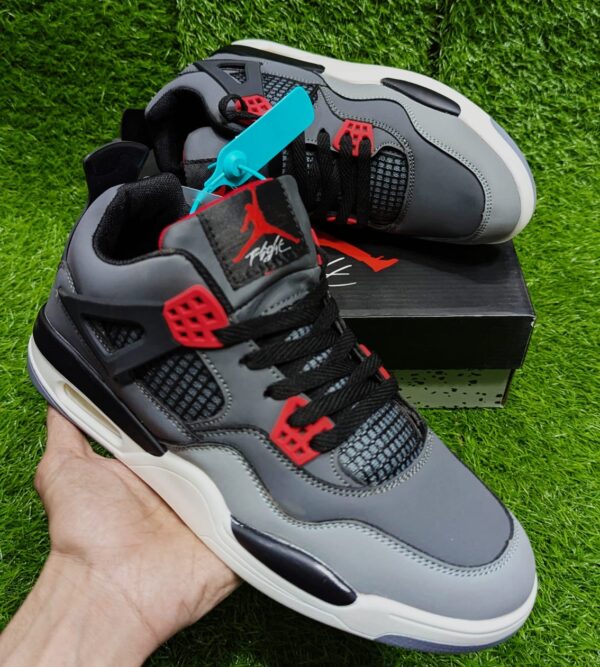 Air Jordan 4 Retro - Grey Red & Black - Image 2
