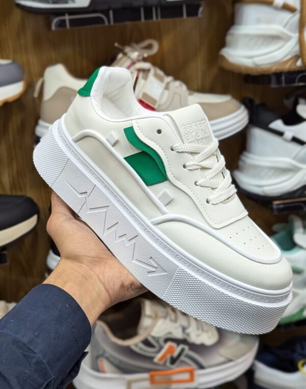 Men's Chic Solid Platform Shoes - White & Green