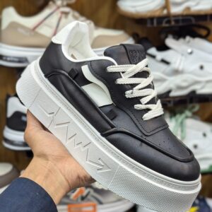 Men's Chic Solid Platform Shoes - Black & White